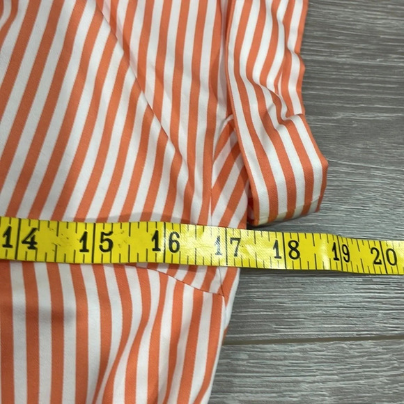 NWT Talbots Tie Waist Button Front Striped Orange and White Short Sleeve 2P - Picture 9 of 15